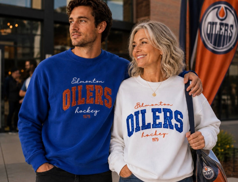 Oilers Classic Embroidered Crewneck