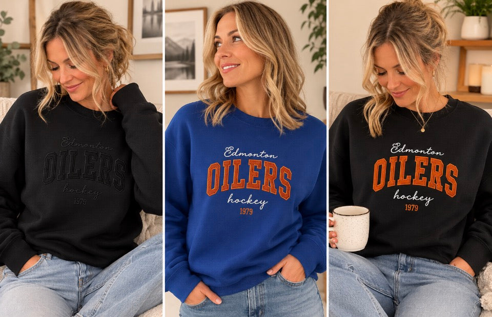 Oilers Classic Embroidered Crewneck