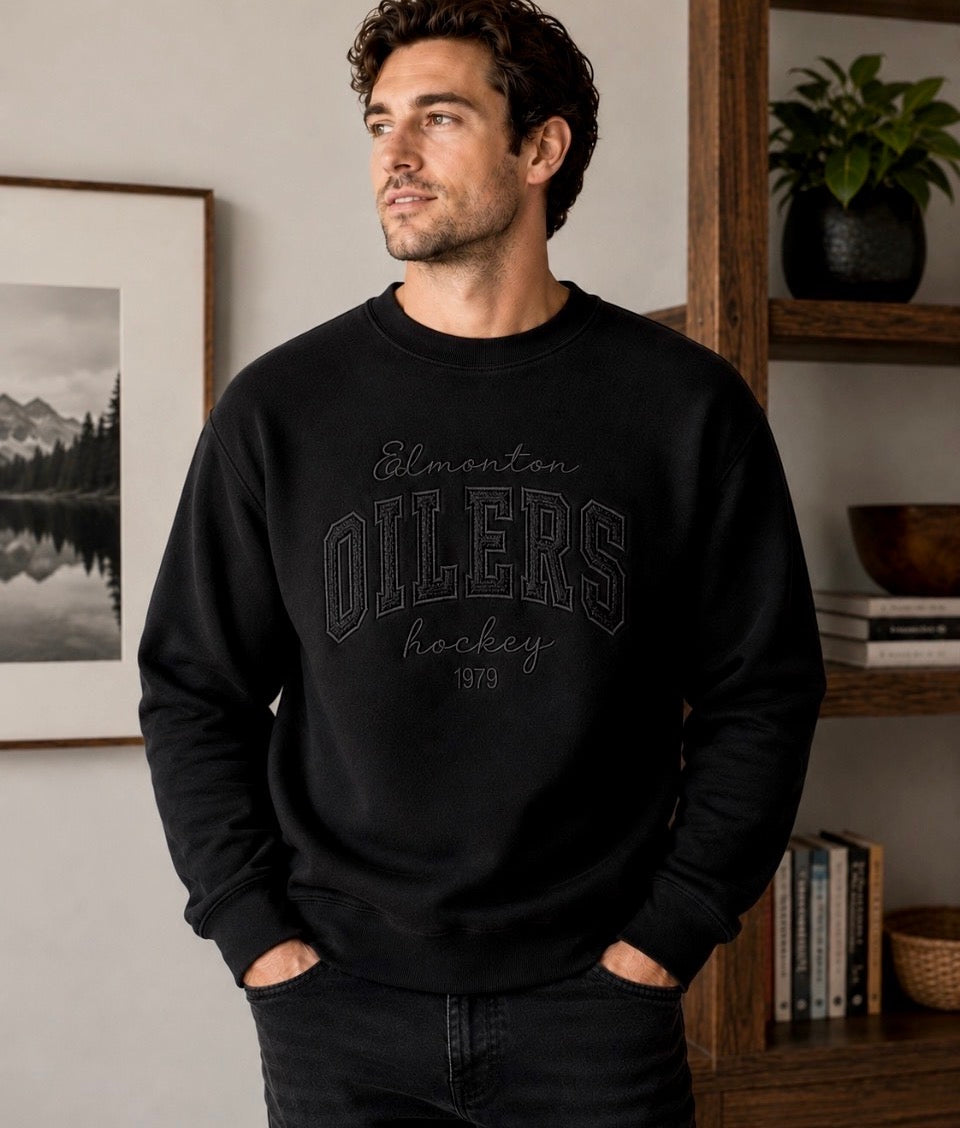 Oilers Classic Embroidered Crewneck