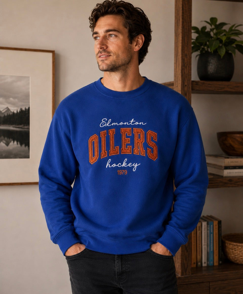 Oilers Classic Embroidered Crewneck