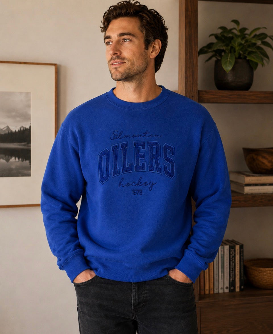Oilers Classic Embroidered Crewneck